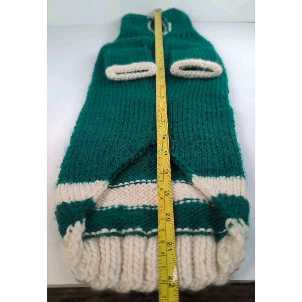 Liz Claiborn Crochet Christmas Dog Sweater Green W/Reindeer Face Size Medium - Picture 8 of 12